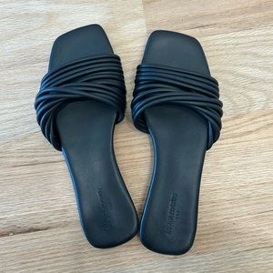 Black slide sandals